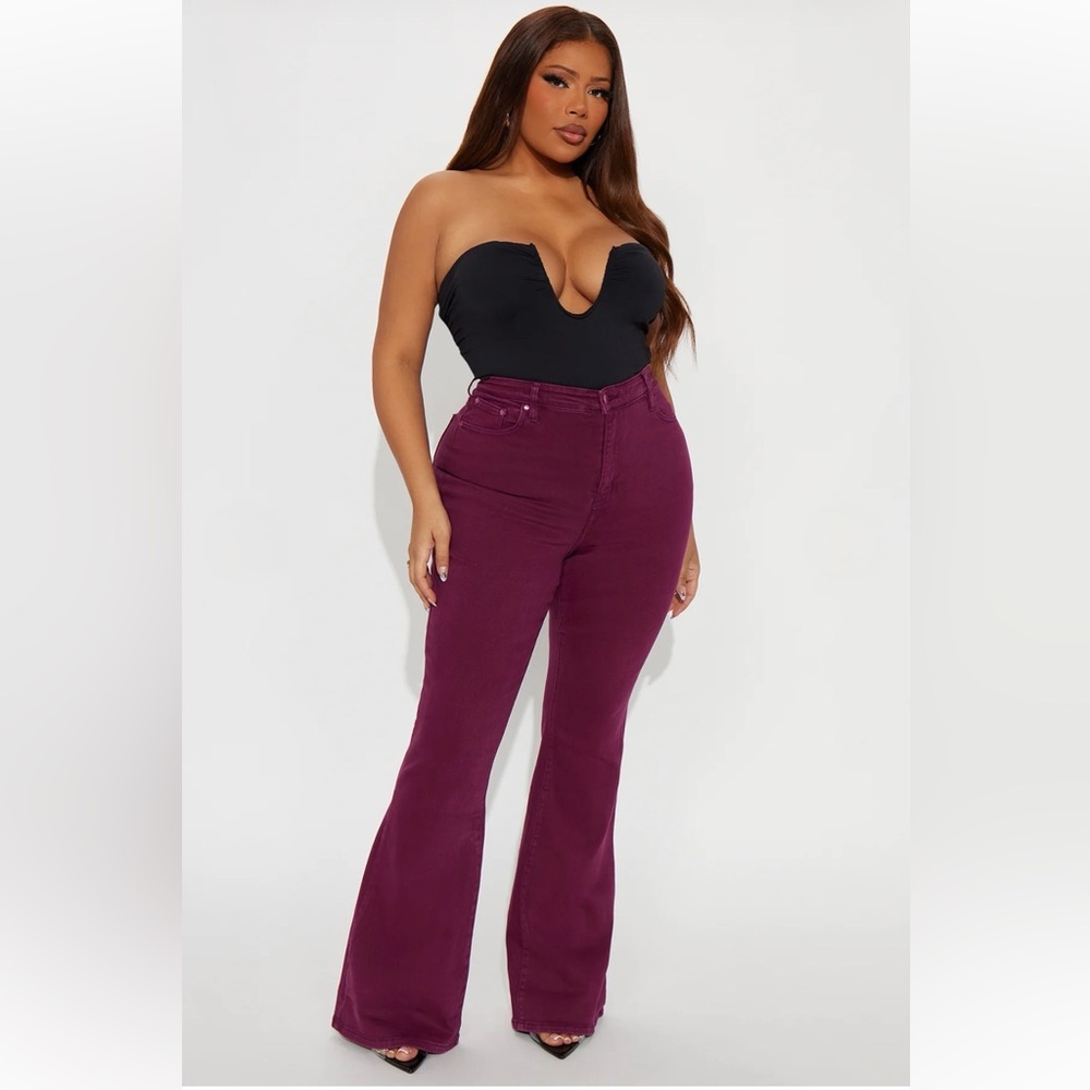 High-Waisted Plum Flare Jeans